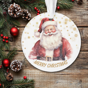 Ornamento Papai Noel Floco de Neve Dourado Natal das Criança