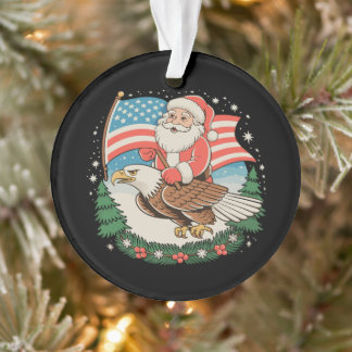 Ornamento Papai Noel montado em águia bandeira EUA Natal Xma