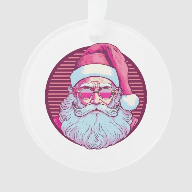 Ornamento Papai Noel rosa retrô vintage (Frente)