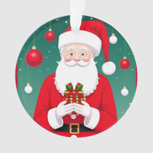 Ornamento Papai Noel Segurando Um Presente
