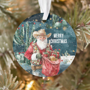 Ornamento Papai Noel Western Cowboy Natal
