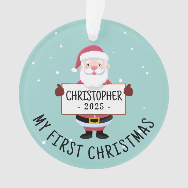 Ornamento Papais noeis bonitos Meu primeiro nome personaliza (Frente)