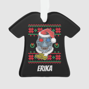 Ornamento Papais noeis de dinossauros T-Rex no Natal