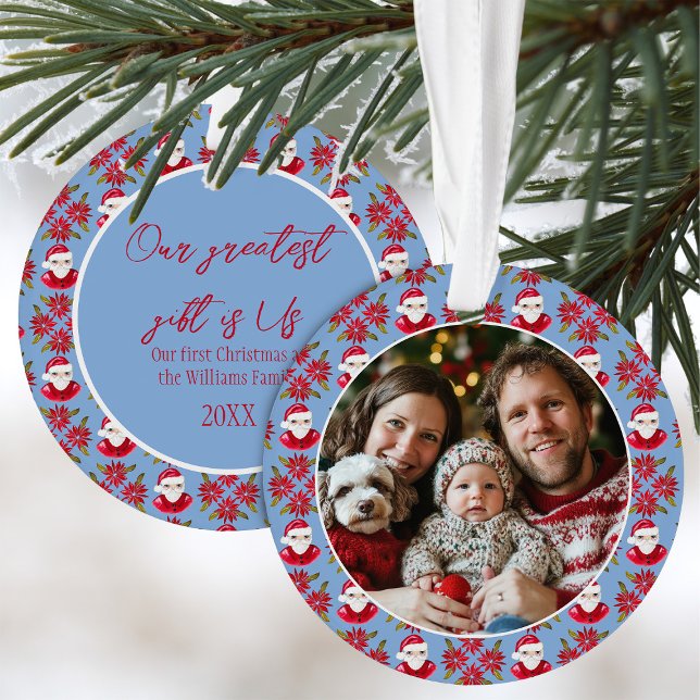 Ornamento Papais noeis de fotos Poinsettia do primeiro Natal (Criador carregado)