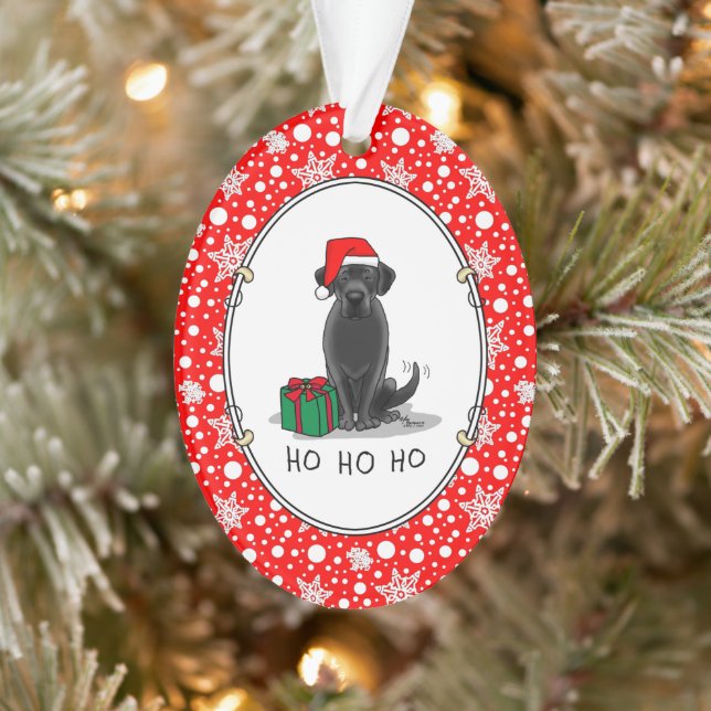 Ornamento Papais noeis de Natal Black Labrador Retriever Cut (Árvore)
