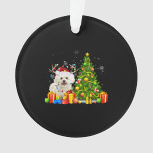 Ornamento Papais noeis de Natal do Bichon Frise Cão-de-Natal