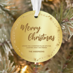 Ornamento Papais noeis Dourados Elegante Wreath Sled Deer Fe