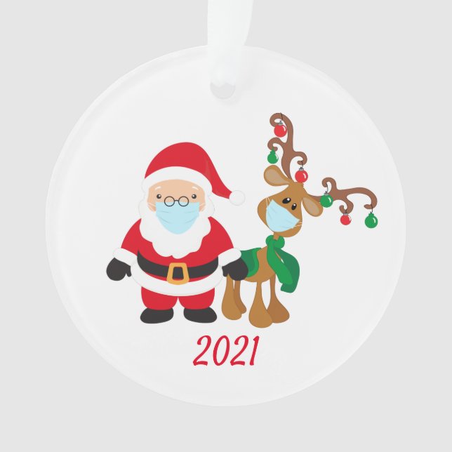 Ornamento Papais noeis e máscara de rosto 2020 Natal frio (Frente)