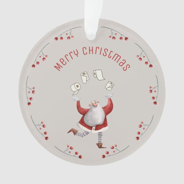 Ornamento Papais noeis engraçados de papel higiênico de Nata (Frente)