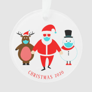 Ornamento Papais noeis Engraçados Face Máscara Natal 2020 