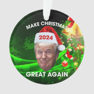 Ornamento Papais noeis Engraçados Trump 2024 Tornem Excelen
