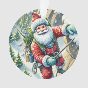 Ornamento Papais noeis escalando montanhas no Natal