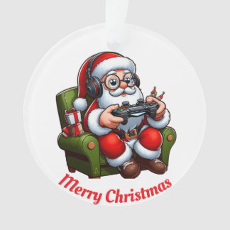 Ornamento Papais noeis exclusivos reproduzindo videos games