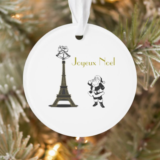 Ornamento Papais noeis Joyeux Noel Eiffel Tower Paris (Árvore)