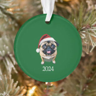Ornamento Papais noeis Personalizados Pug