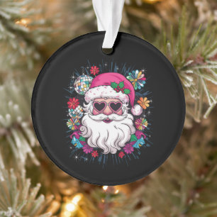 Ornamento Papais noeis Rosa de Disco Festa de Natal Engraçad