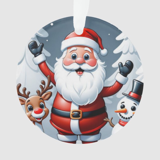 Ornamento Papais noeis, Snowman e Ralph, o Reindeer Holiday  (Frente)