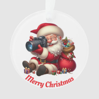 Ornamento Papais noeis tirando fotos únicas