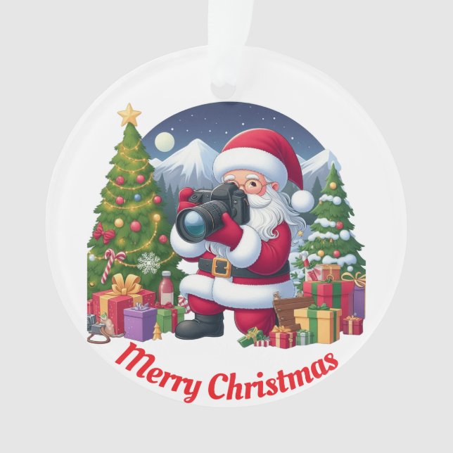 Ornamento Papais noeis únicos tirando fotos (Frente)