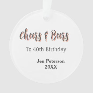 Ornamento Parabéns & cervejas para 40 anos de idade cinza an