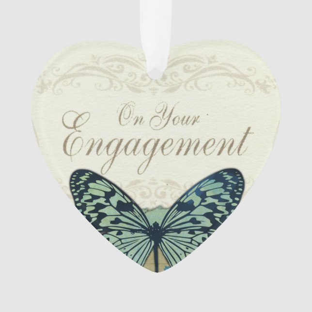 Ornamento Parabéns de borboleta ao Noivado (Frente)