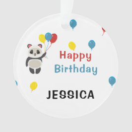 Ornamento Parabéns Panda Urso Branco