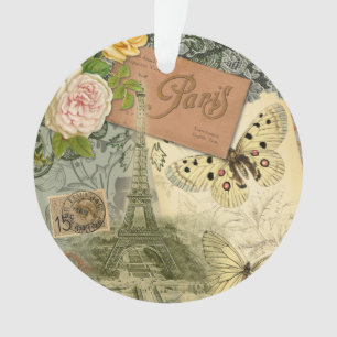 Ornamento Paris França Antiga Colagem de Trabalho de arte Ei