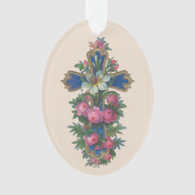 Ornamento Páscoa Cross com Lily (Frente)