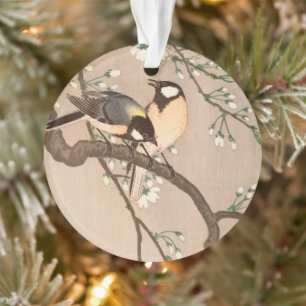 Ornamento Pássaro Canoro Asiático Japonês Koson Chickadee