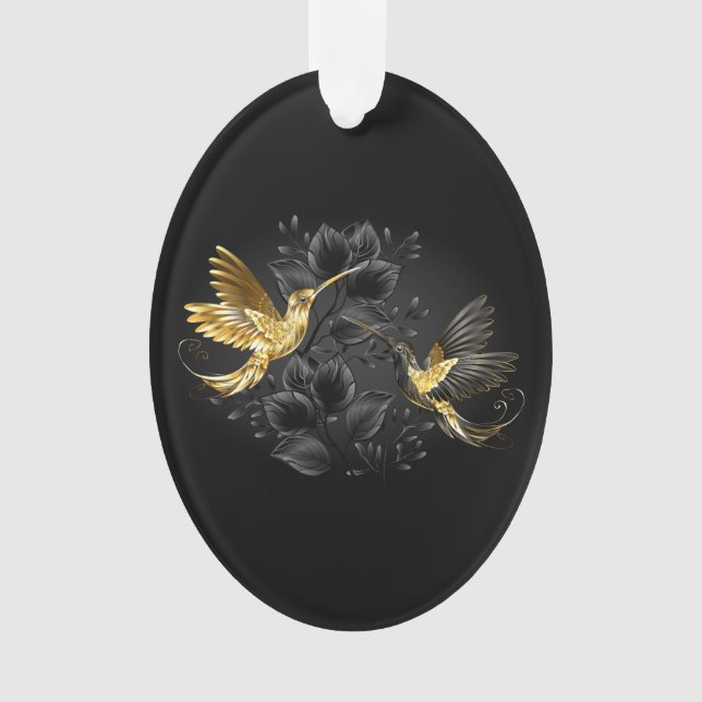 Ornamento Pássaro Humino Negro e Dourado (Frente)