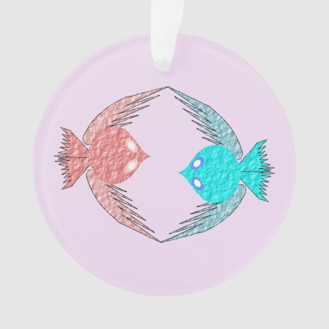 Ornamento Pássaros de Amor, Rosa e Azul (Frente)