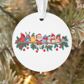 Ornamento Pássaros Natal Ramal Cardeal Papai Noel Boneco de