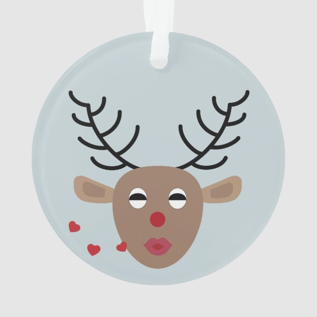 Ornamento Pastel Blue Reindeer Ama Joia Festiva Natal (Verso)