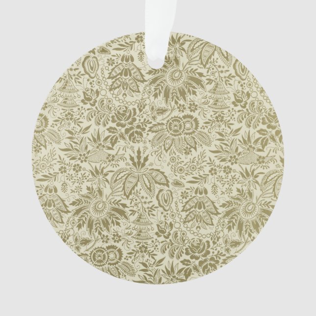 Ornamento Patterno Floral Verde Sage - Damasco Antiquado (Frente)
