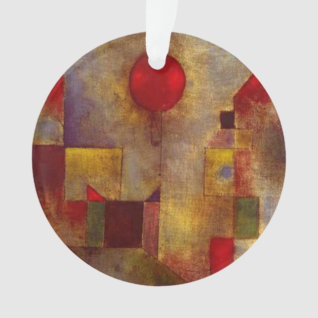 Ornamento Paul Klee Red Balloon Abstrato Arte Colorida (Frente)