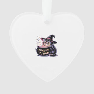Ornamento Paws Off My Potion, Kawaii Halloween Witch Cat Cla