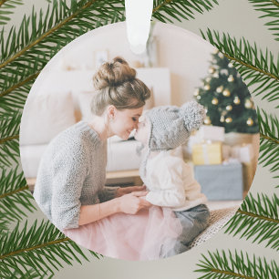 Ornamento Paz, amor e abraços Foto de Natal da Cinza de po