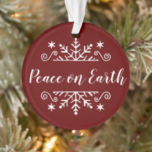 Ornamento Paz na Terra com floco de neve