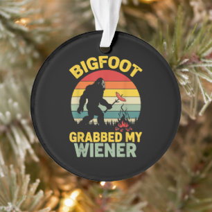 Ornamento Pé Grande Pegou Meu Cachorro-Quente Sasquatch Engr