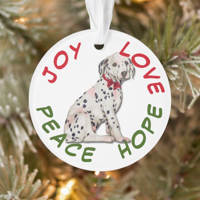 Ornamento Peace Hope Love Dalmatic Puppy Dog (Árvore)