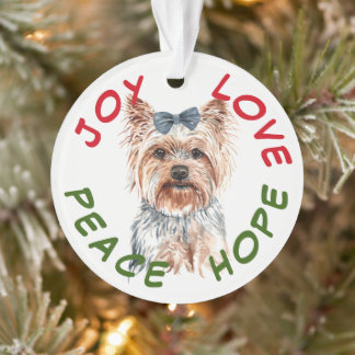 Ornamento Peace Hope Santa Hat Yorkshire Terrier