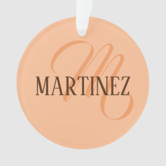 Ornamento Peach Fuzz Elegante Personalizado Nome
