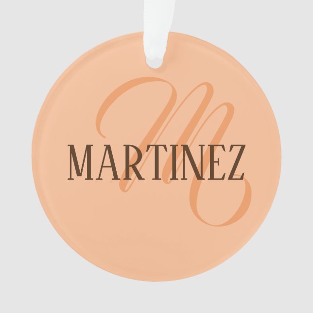 Ornamento Peach Fuzz Elegante Personalizado Nome (Frente)