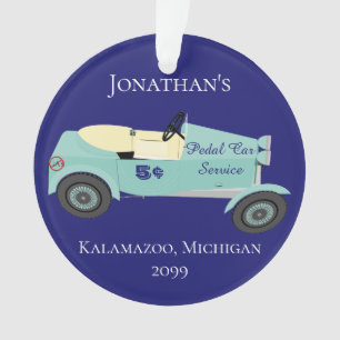 Ornamento Pedal Car Service 5 pt Nome Data Local Sem Gás