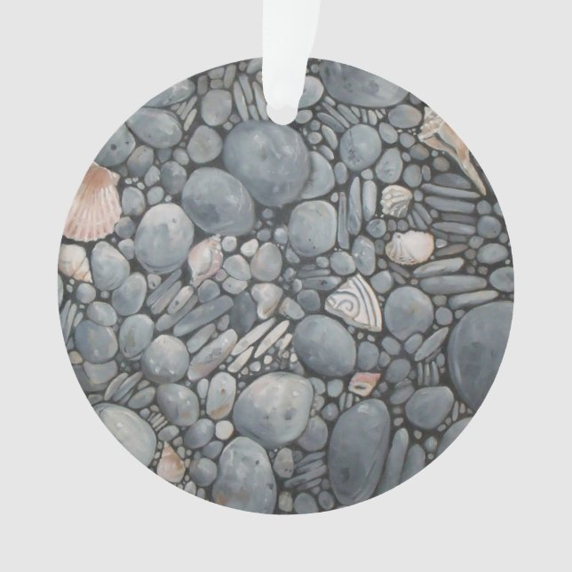 Ornamento Pedras de Praia Conchas Pebbles Rochas Pintura (Frente)