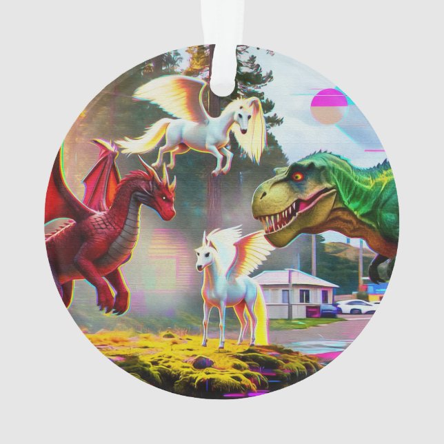 Ornamento Pégasus, Dragão, Dinossauro míticos e pré-históric (Verso)