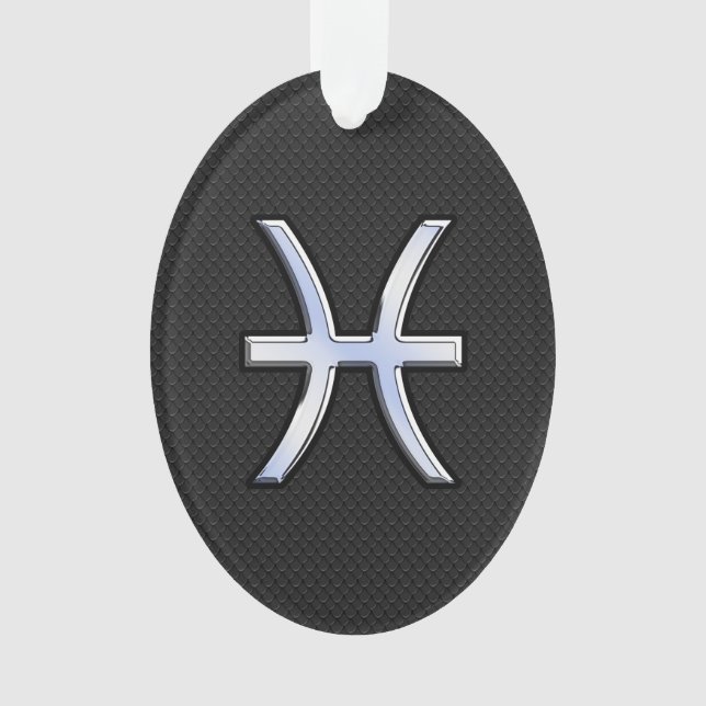 Ornamento Peixes Símbolo Zodíaco no Estilo Preto da Pele Cob (Frente)