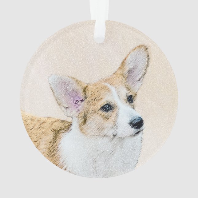 Ornamento Pembroke Welsh Corgi - Pintura Original para Cacho (Verso)