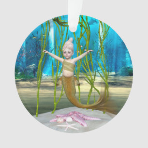 Ornamento Pequena Sereia, Gata Fantástica, Oceano Azul