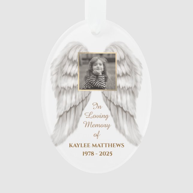 Ornamento Personalizada Na Memorial Angel Wings Foto (Frente)